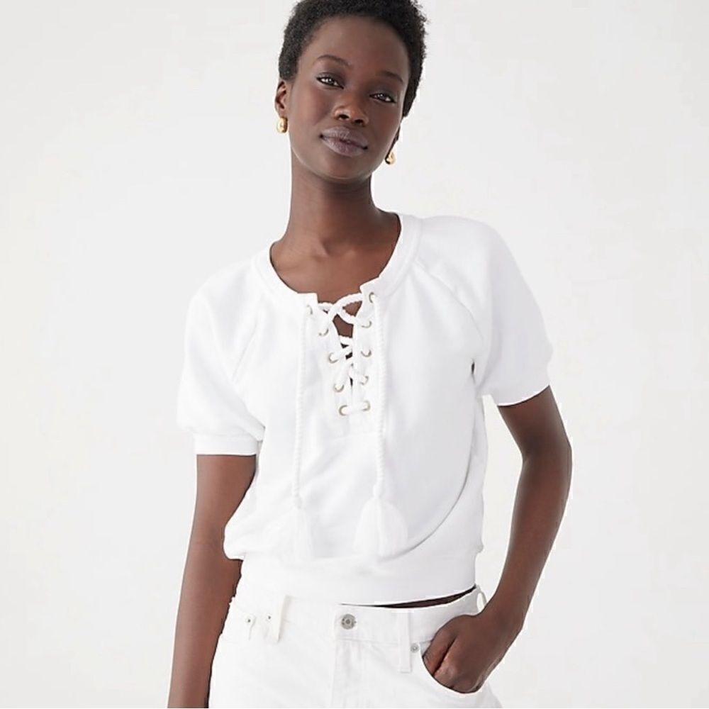 New!โJ.CrewโWhiteโNauticalโRopeโTieโTopโSzโS